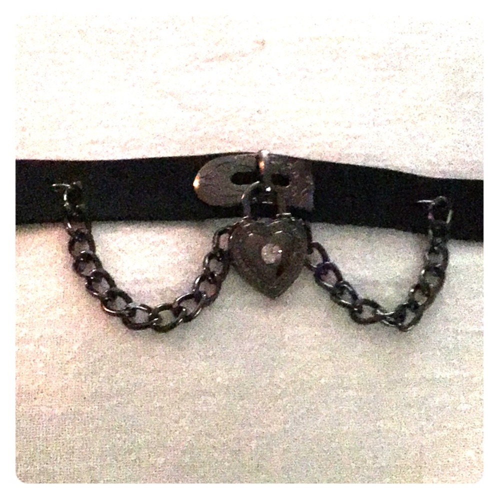 Choker.  Heart Shaped Lock. Chains